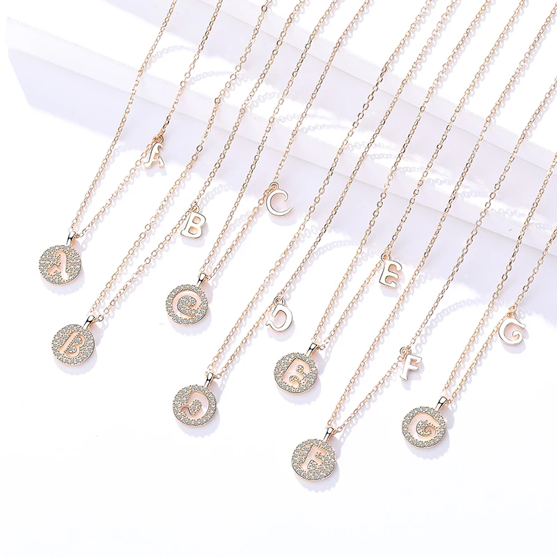 

Fashion jewellery 925 sterling silver jewelry diamond Zircon initial pendant letter necklace