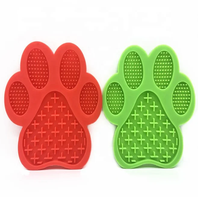 

Factory direct sale paw shape pet silicone lick mat dog food feeding mat