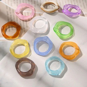 

2021 Best Selling Korean Fashion Colorful Resin Rings Jewelry Custom Geometric Resin Ring for Women, Picture shows
