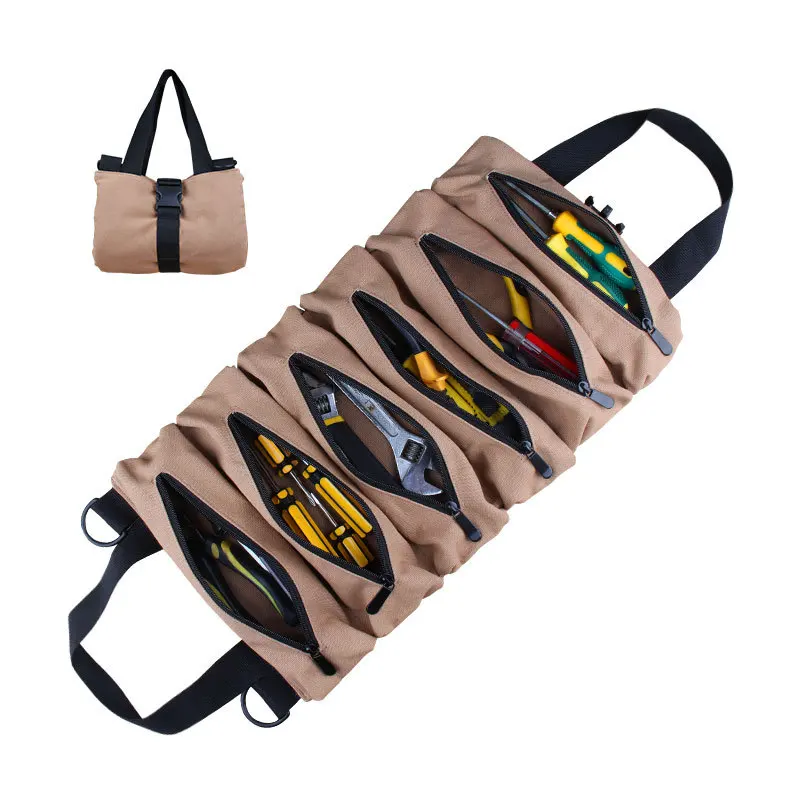 

New Arrival Wholesale Custom Tool Rool Organizer Canvas Roll Up Tool Bag Rolling Tool Bag, As details shows /oem