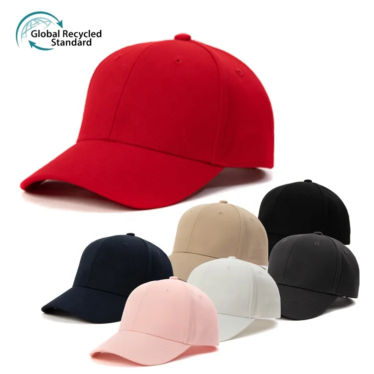 

Custom Embroidery Logo Private Label 6 Panel Blank Eco Friendly Sustainable Recycled Cotton Sport Baseball Cap Hat