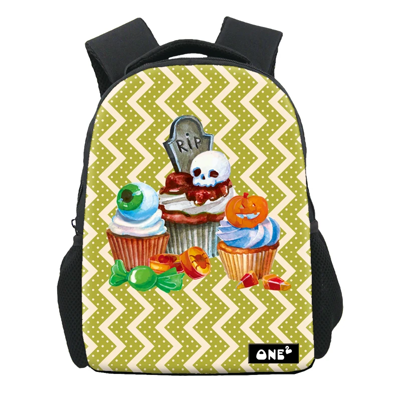 

Halloween cake print book bag backpack school children trendy school bag with comfortable padded washable, Customized