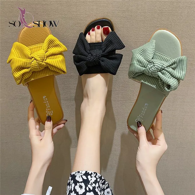 

Non-slip Beach Non Slip Plus Size Ladies Slides Muller Weave Outdoor flat Slippers for women