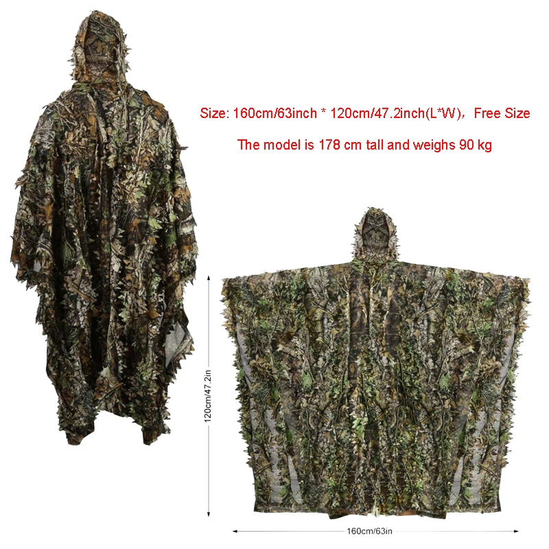 

Other hunting supplies 3D clothes leaf hooded cloak bionic jungle camouflage cloak shooting hunting camouflage photos, Woodland camouflage leaves