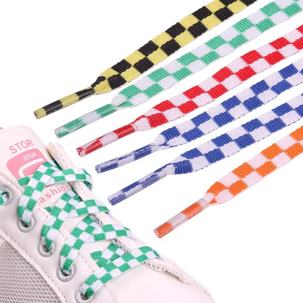 

Plaid casual shoes Board shoes sports shoelaces Fashion general purpose racing track black and white checkered flat shoelaces