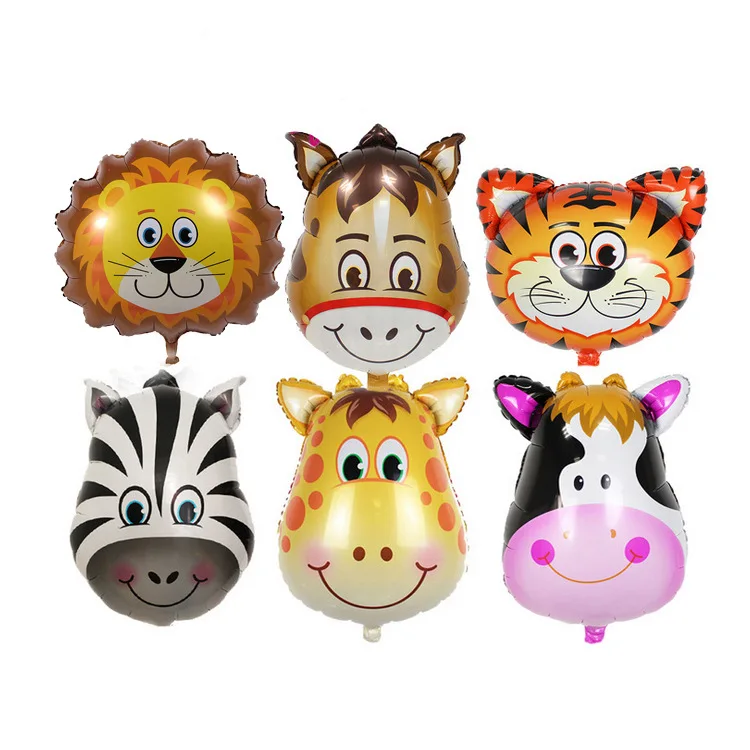 

Kids Toys Jungle Animal Tiger Lion Monkey Zebra Giraffe Cow Air Helium Balloon Safari Birthday Party Decor Zoo Theme Supplies