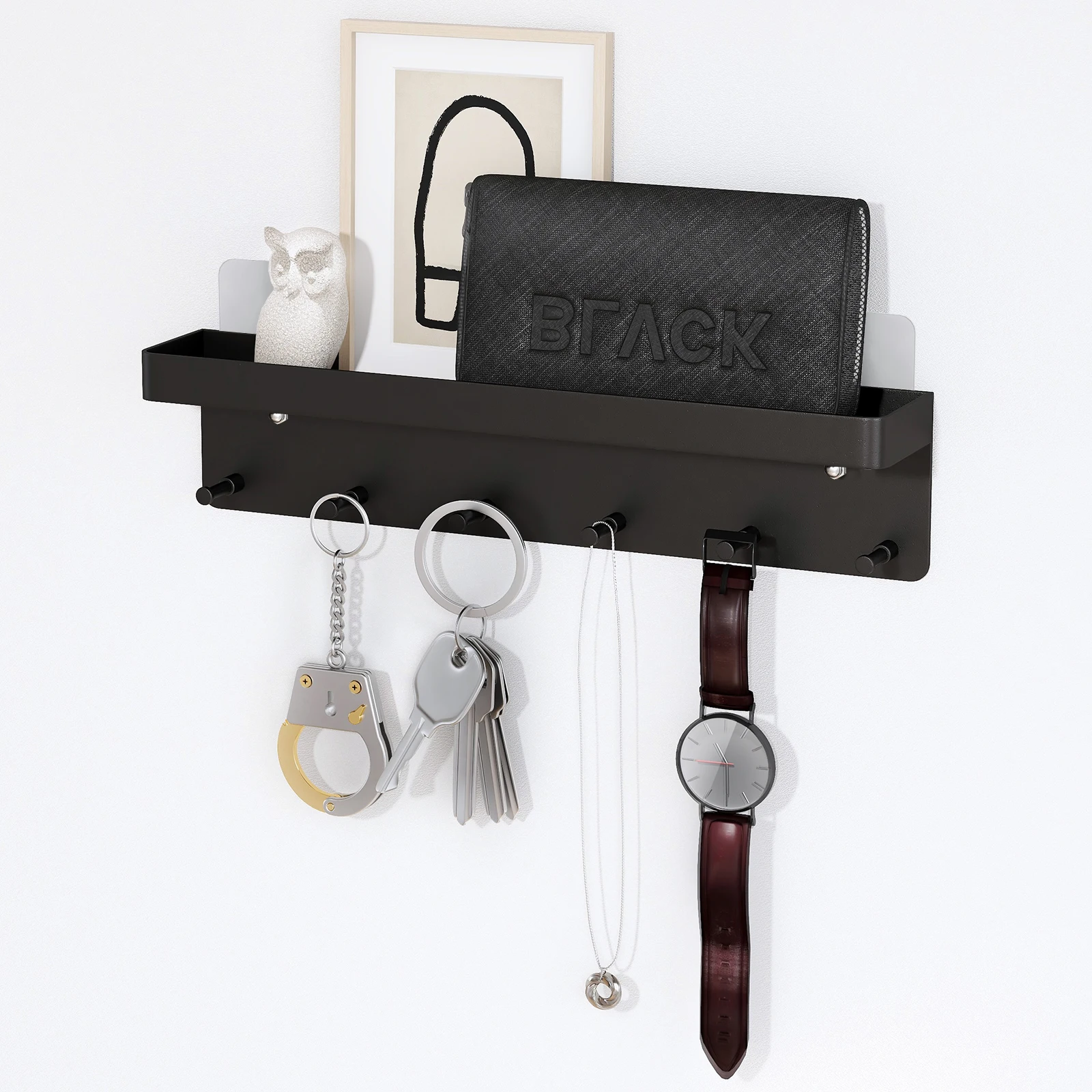 

Black color magnetic marshell leather key holder, Silver