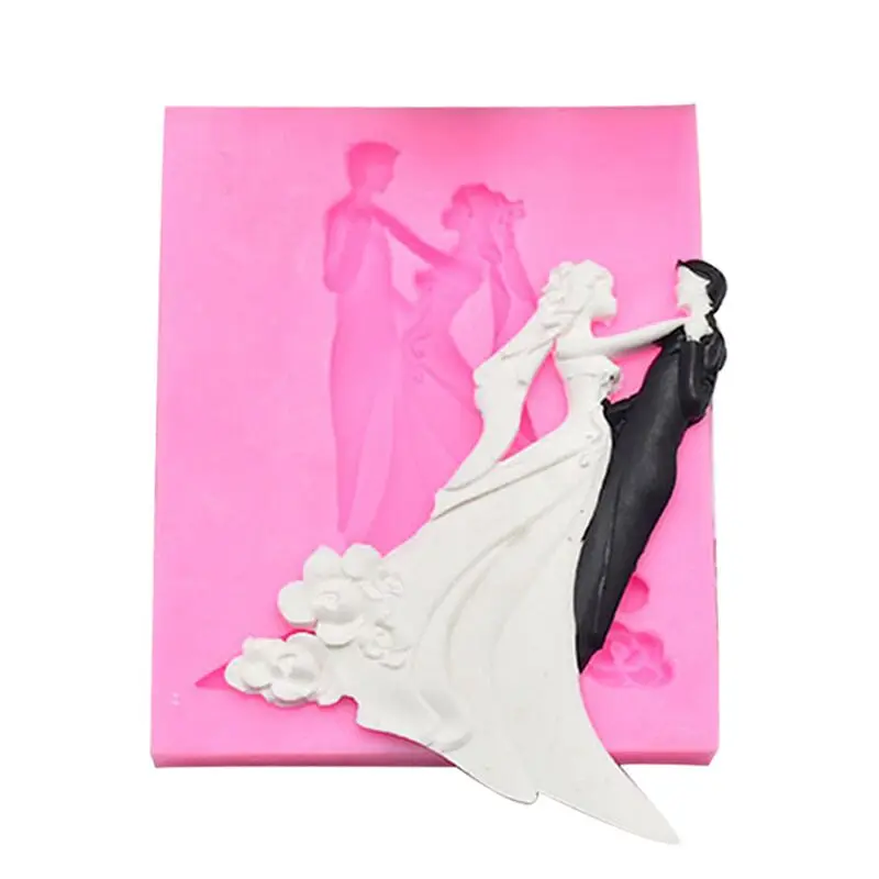 

Bride and Groom Fondant Cake Topper Silicone Mold, Customized color