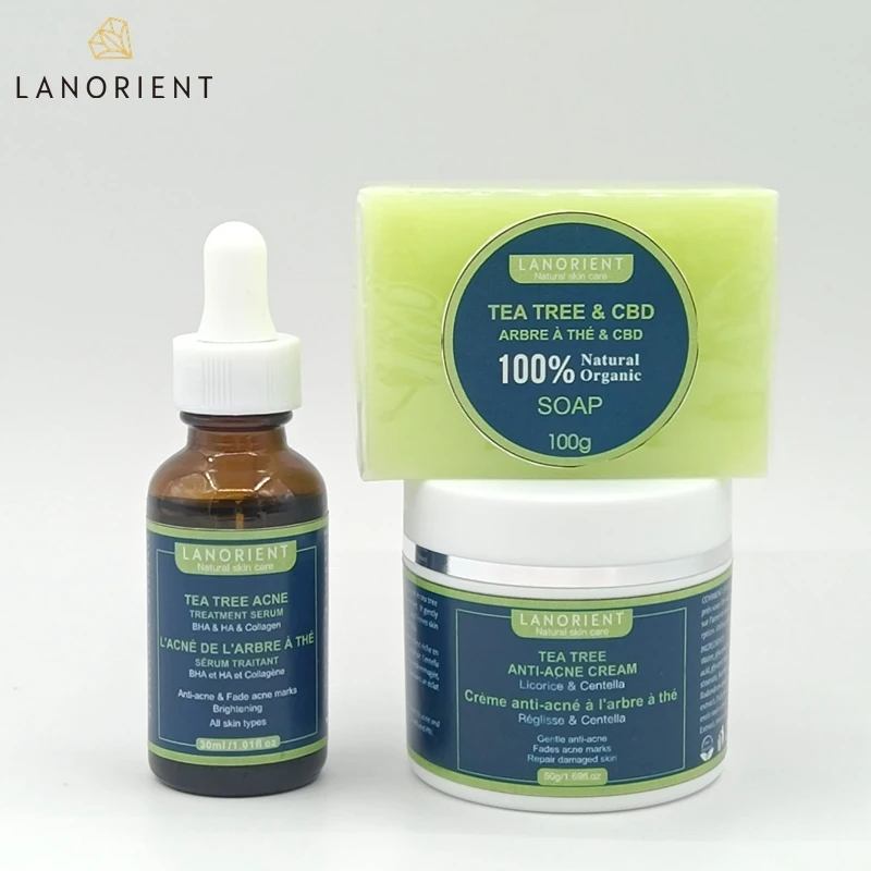 OEM/ODM Private Label Natural Strong herbal tea tree vitamin E collagen Moisturizing acne treatment set cream for unisex
