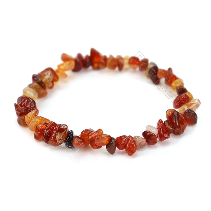 

High Quality Fashion Red Healing Crystal Chip Carnelian Agate Stretch Bracelets For Women Gift