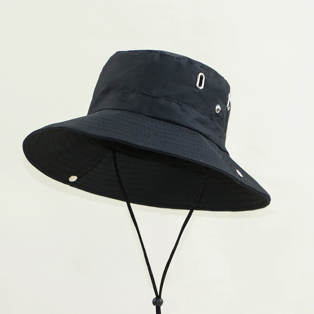 Wholesale Cheap Custom Logo Quick Dry Polyester Safari GorrasSun Shade Beach CapFisherman Wide Brim String Blank Bucket Hat