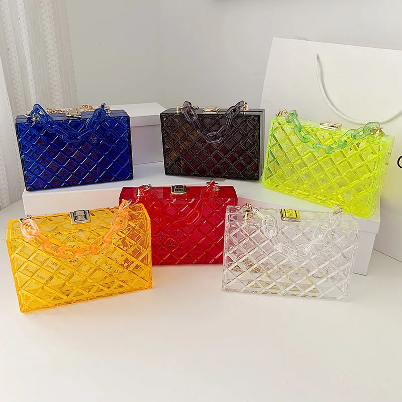 

2021 Fashion wholesale Solid Transparency Design chain usa Handbags crossbody purses for women