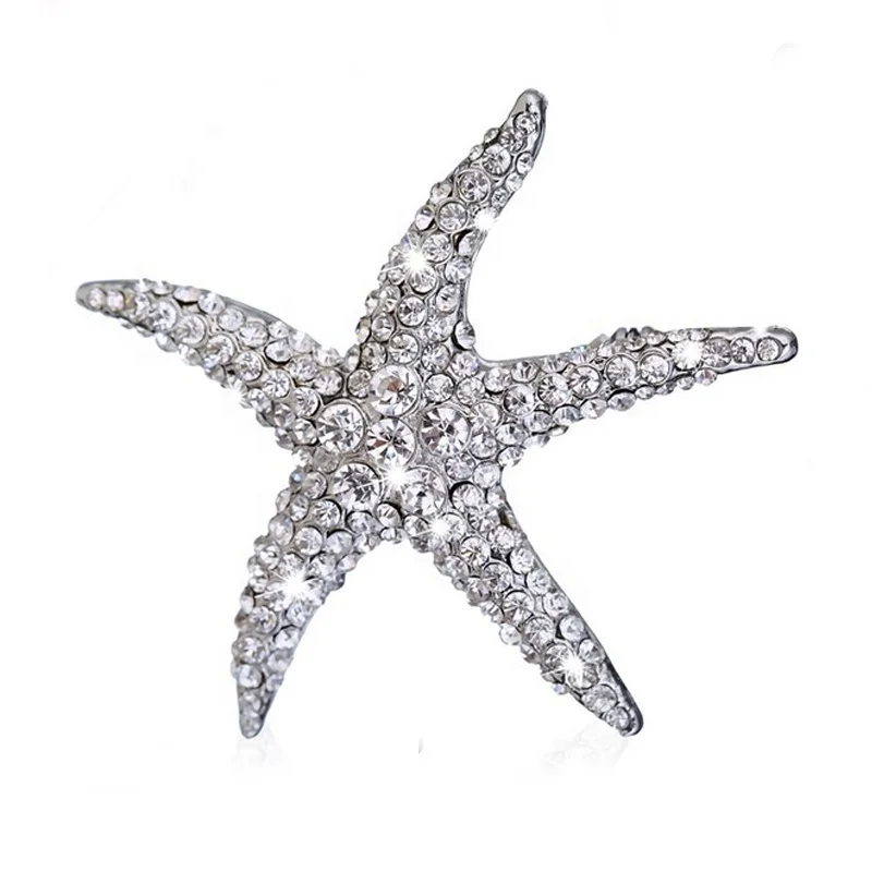 

Woman Gift Clear crystal customized mixed colorful full Rhinestone Starfish pins men brooch, Picture