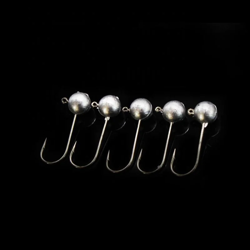 

OEM ODM round head primary color lead hook soft bait barbed hook 1.5g 2g 3g fishing jig hook, 2 colors