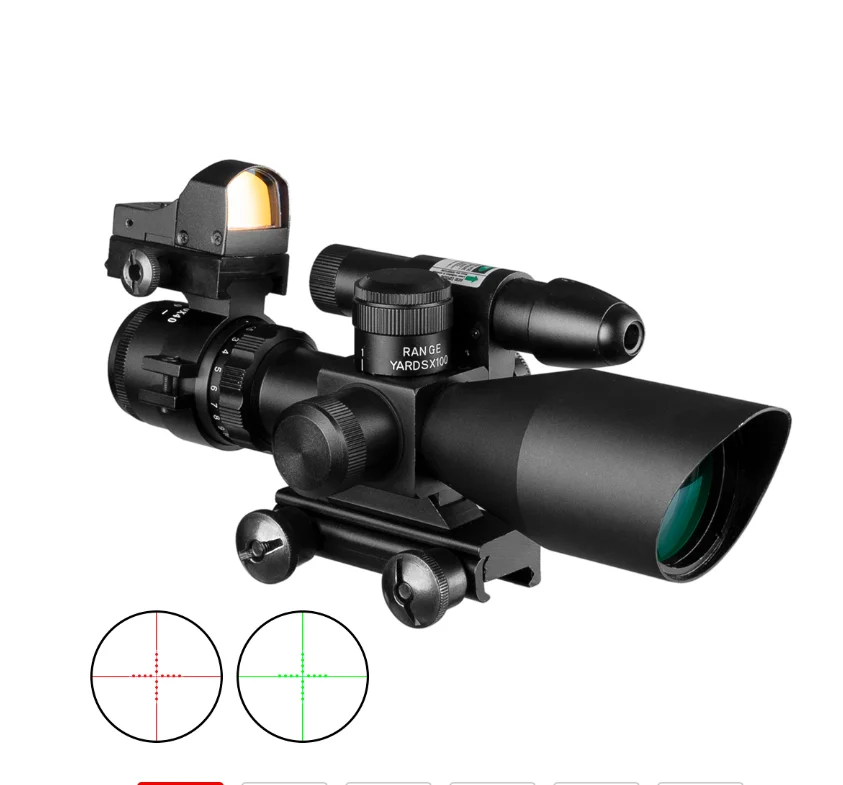 

2.5-10x40 Rifle Scope Tactical Green Laser illuminated Airsoft Sight Sight + Holographic Red Dot Sight Combination suit