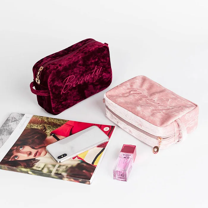 

velvet makeup bag brush packaging beautiful beauty bag basics cosmetic make up bag for ladies, Customized