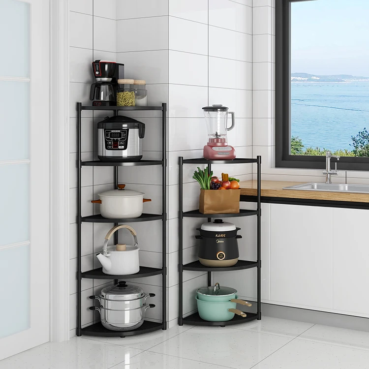 

Standing Type Multi-layer Stainless Steel Household Organizer Corner Shelf Adjustable Storage Rack