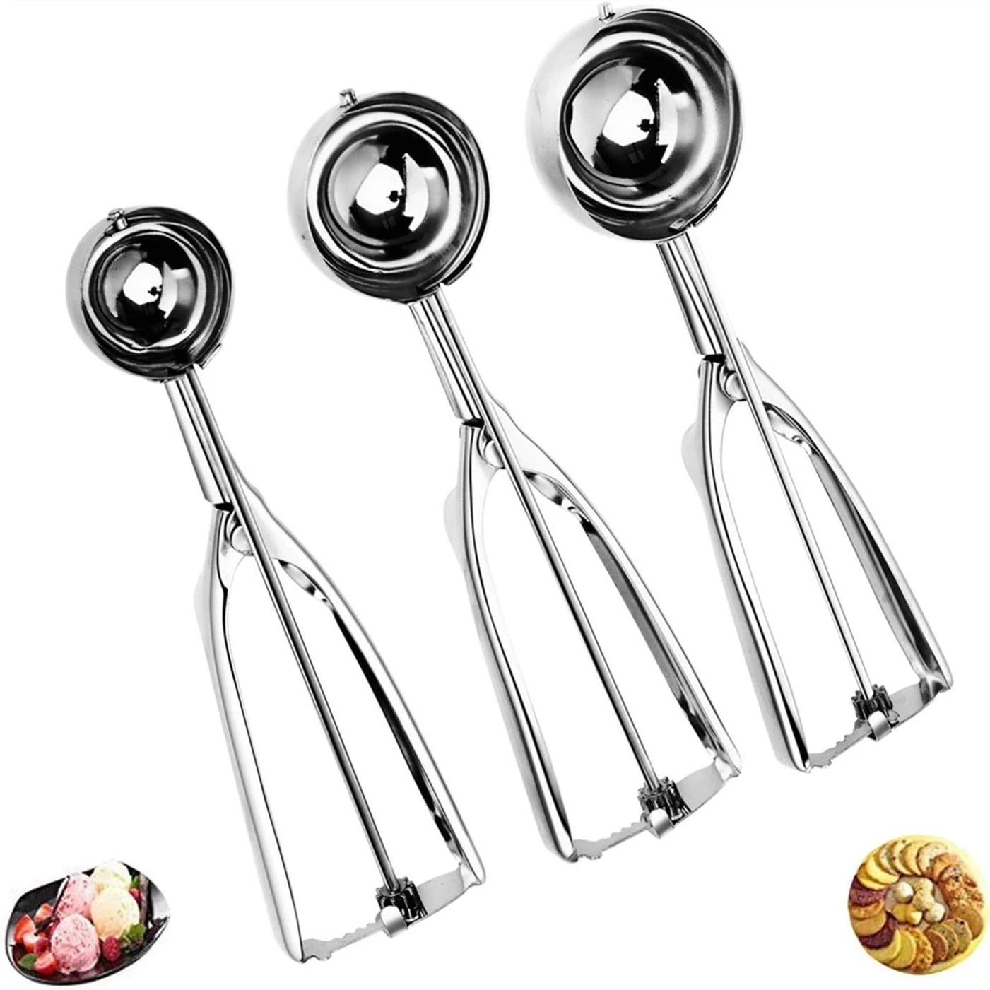 

2021 NEW Arrivals ice cream scoop sustainable stainless steel biscuit ice cream spoon, Silver