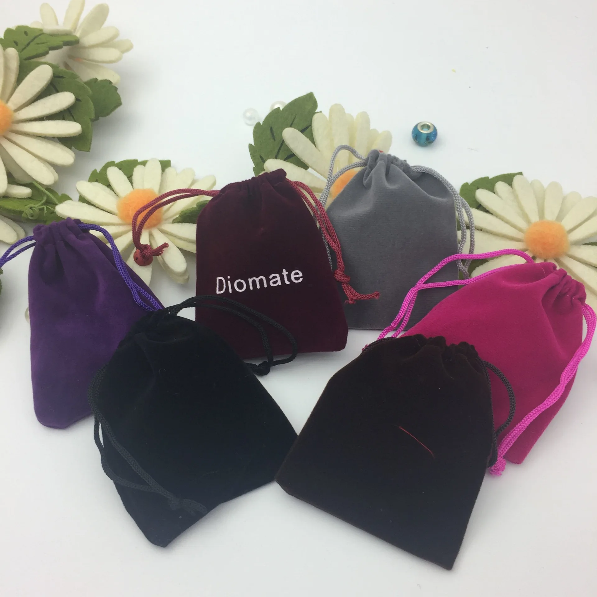 

5*7 CM Velvet jewelry Drawstring pocket Color packaging Bag custom LOGO