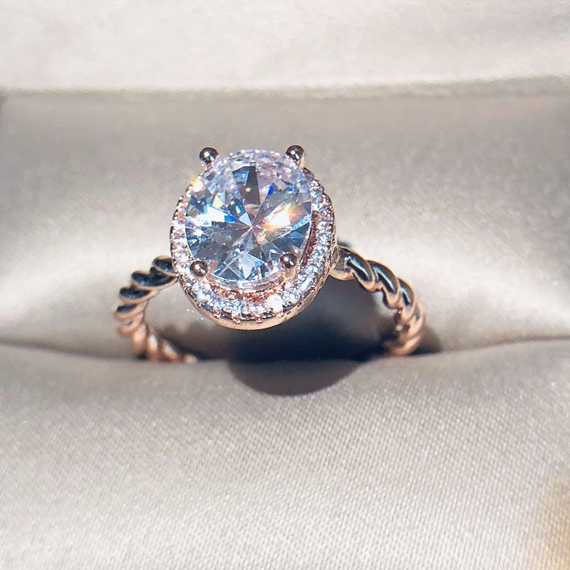 

Fashion Jewelry KYRA0688 High Quality Oval diamond Wedding rings for Women, Rose gold