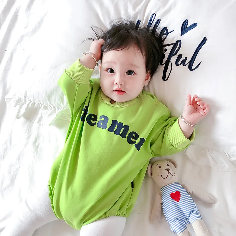 

Ins Hot Dropshipping Cute Boy Girl Spring Pajamas Baby Jumpsuit Baby Crawling Suit Baby Cotton Romper, As picture