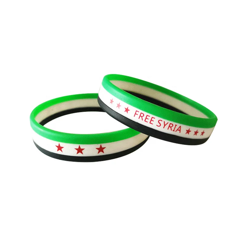 

Custom Syria Syrian people stand up fighting we stand up together sport silicone bracelet wristband, Any pantone colors