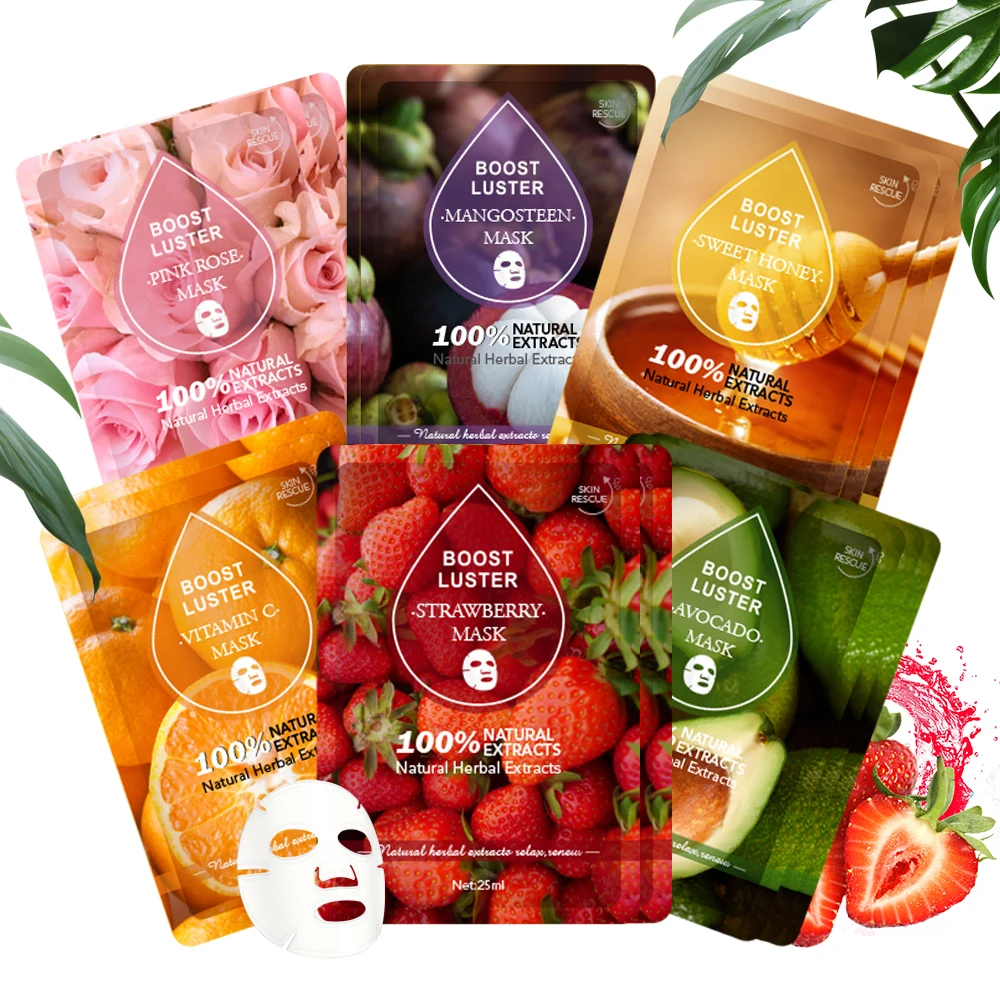 

Natural Herbal Cosmetics Rejuvenate Skin Whitening Strawberry Facial Mask Sheets