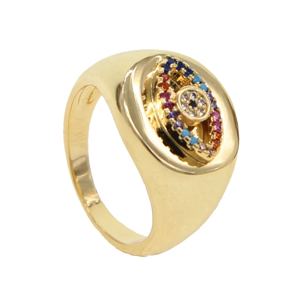 

Top quality Gold engagement ring with Evil eye charm US SIZE 6 7 8 9 turkish lucky finger rings jewelry