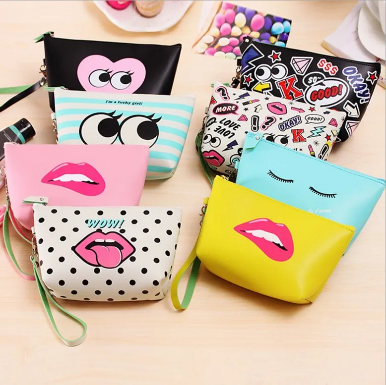 

Hot Sell Modern Girl Pu Creative Cosmetic Bag Large Capacity Waterproof Storage Bag Handbag, Customized color