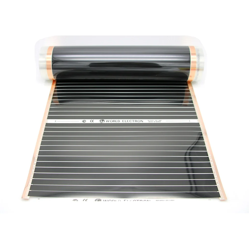 All Sizes 220W/M2 50cm 80cm 100cm Width Electrical Far Infrared Carbon Fiber Film Underfloor Heating Film Low Warm Mat