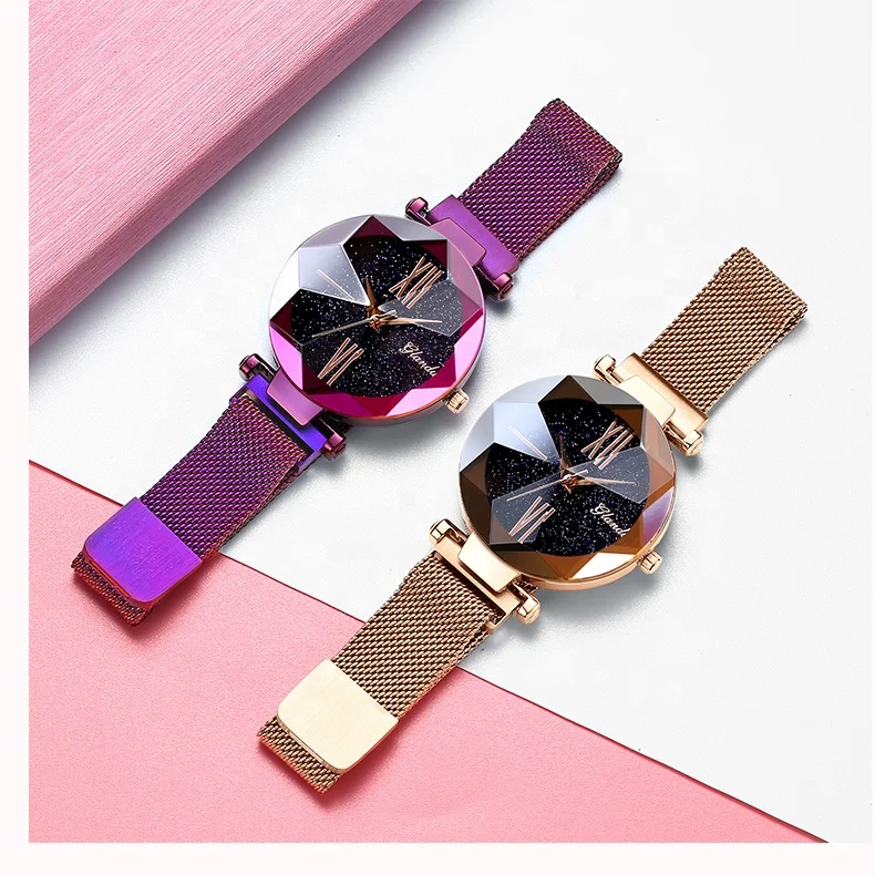 

Fashion Starry Sky Star Girls Magnetic Watch Mesh Strap Female Magnet Watch Women
