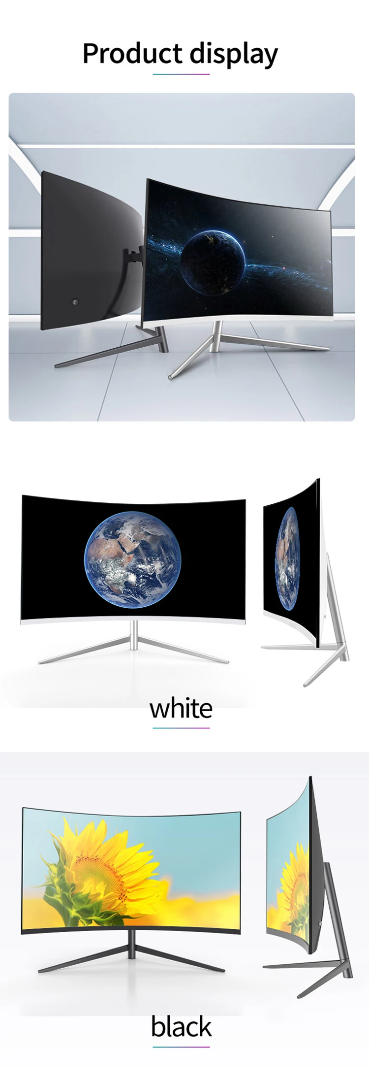 White Color Monitors Gaming 24 Inch Curved Gaming Monitor 144hz 240 Hz