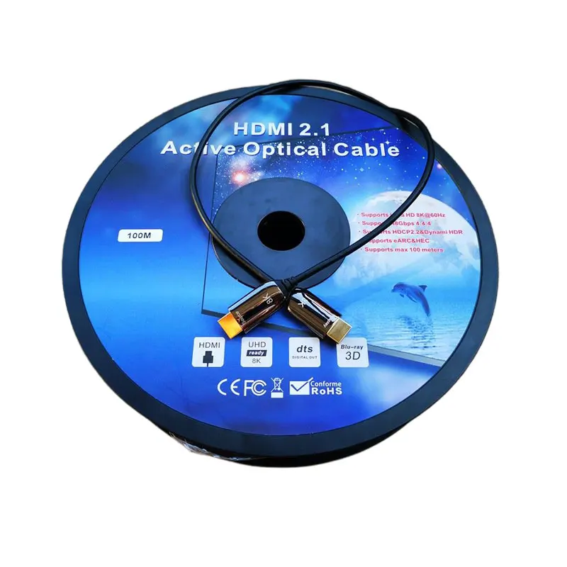 

30M Optical Fiber Cables V2.1 8K@60Hz/4K@120Hz Cable Suport EDID/HDCP With Female To Male Adaptor High Speed 48Gbps