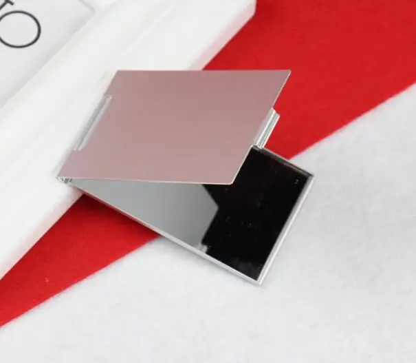

Mini Ultra-thin Makeup Vanity aluminum Cosmetic Make Up Pocket Silver Rectangle Foldable pretty Folding Mirror