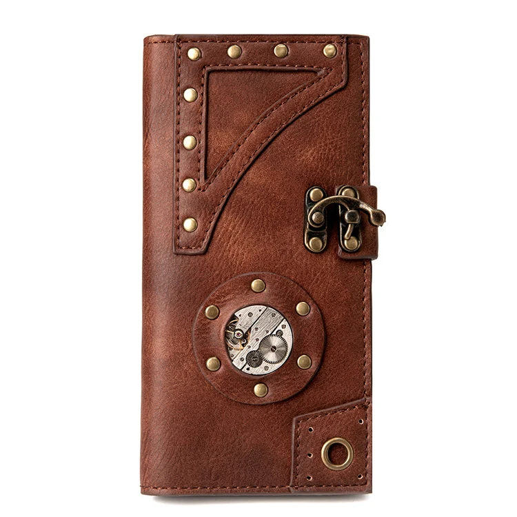 

Trifold Mens Wallet Vintage Leather Travel Wallet Leather For Men Steam Punk Card Holder, Customized