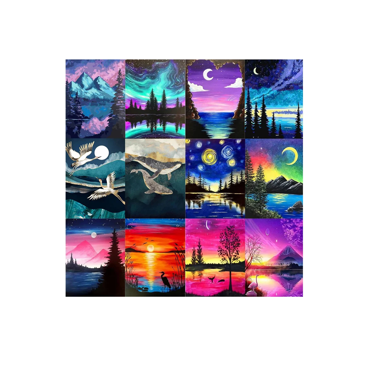 Wholesale Scenery 5d Diy Animal Diamond Painting MoonStarsMountainSunset Collection Full Drill Custom Diamond Painting Sets