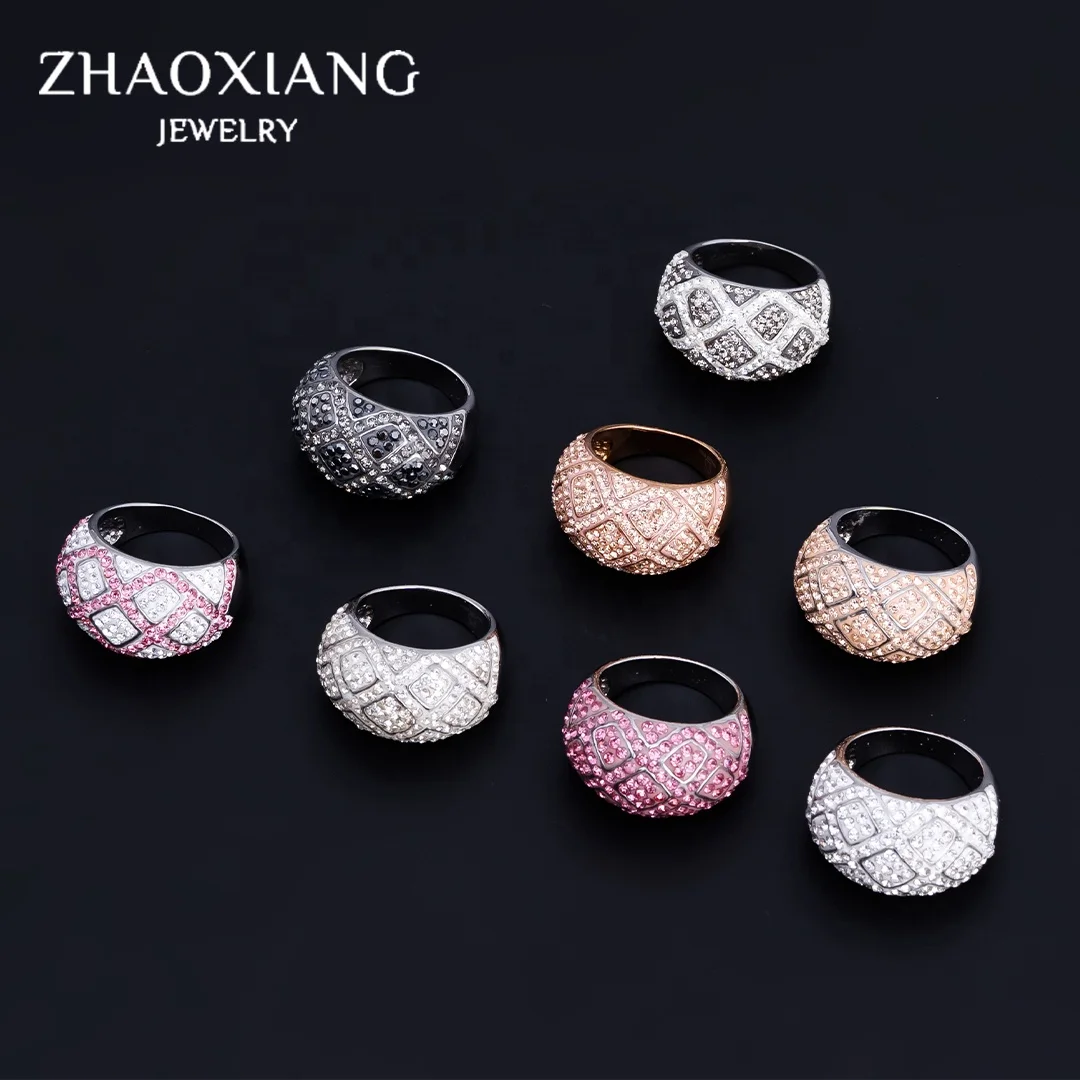 

Trendy Rings for Women Crystal Jewelry Engagement Stainless Steel Finger Ring Paved Fashion Accessories