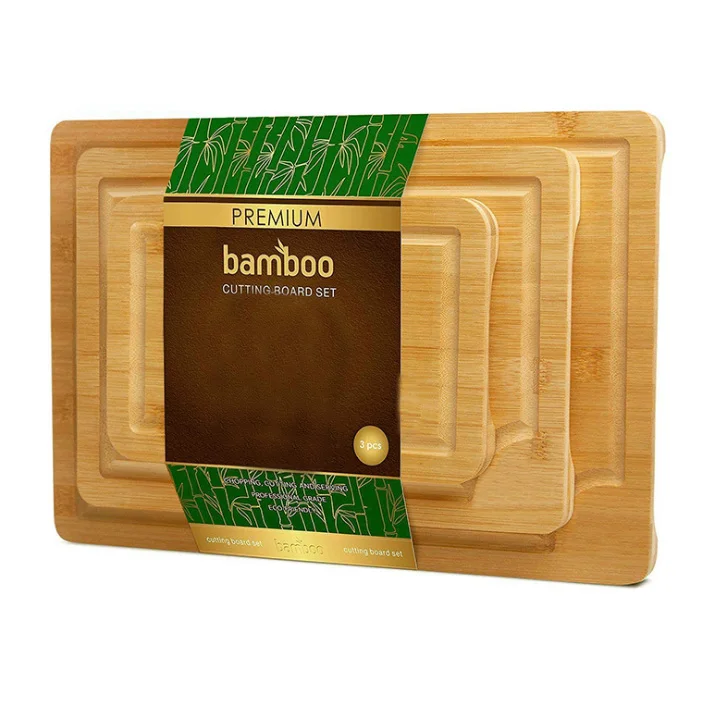 

3 piece sets mildew proof solid bamboo kitchen cutting board set, Natural
