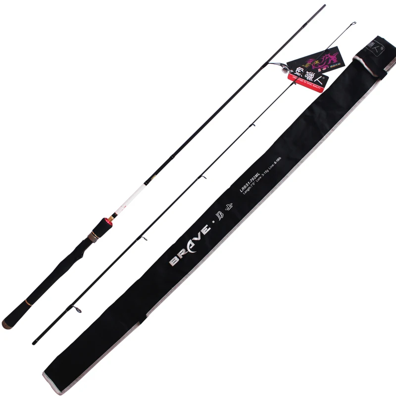 

LUTAC high quality fishing rod hard M-F sea bass brave fresh water carbon spinning tackle tool, Black
