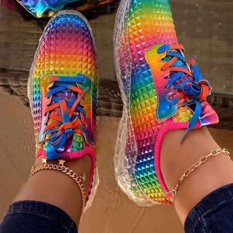 

2020 Hot Sale Fahion Woman Ladies Casual Transparent Wedge Summer Rhinestone Sport Running Sneaker shoes, Pantone color is available