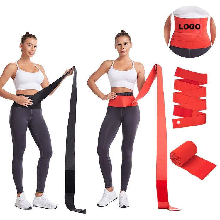 

Low MOQ Custom Logo Sauna Sweat Belly Tummy Slimmer Waist Trainer Body Shaper Belt Lose Weight Bandage Tummy Wrap