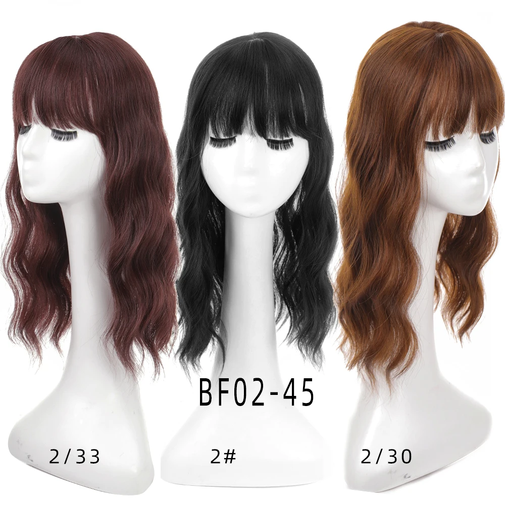 
Body Wave Fake Extension Synthetic Hair Toupee Bangs Clip In For Women Girls Black Brown Color Long Thick Wavy Toupee Wholesale 