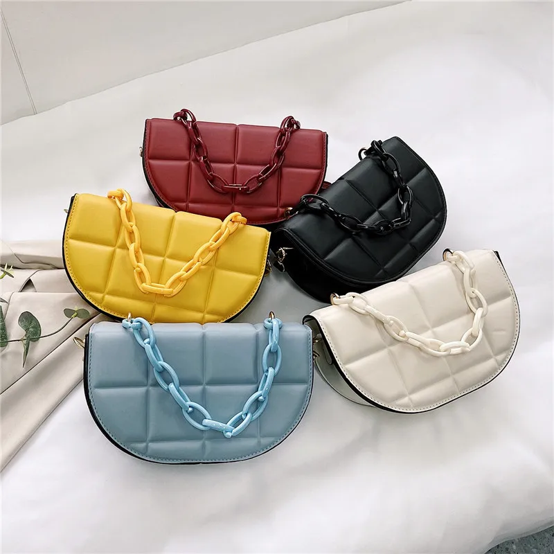 

2021 New diamond buckle chain single shoulder bag wholesale girls shopping wallet and phone handbags, 5 colors