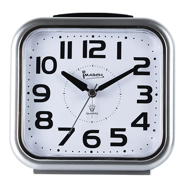 

Imarch backlight night light easy read plastic square analog alarm clock big size oem alarm bedside table desk clock, Black, grey, customized