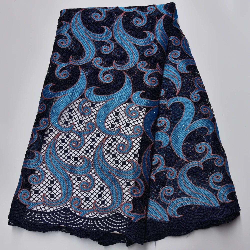 

Beautiful Guipure lace fabric with stones High Quality Embroidery French Cord lace fabric for Women Dress