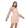 2019 Fashion Casual bandage Dresses womens clothes Elegant Patchwork Printed Long Sleeve Dresses vestidos Wholesale China