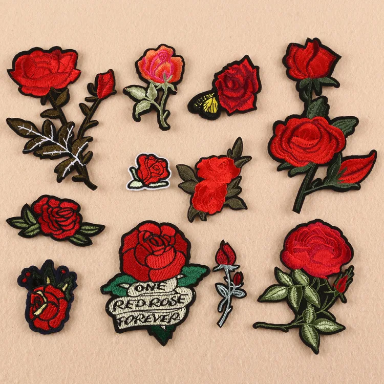 

European and American fashion accessories manual DIY patch rose computer embroidery ironing logo badge cloth paste