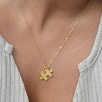 

Stainless Steel Personalised Necklace Dainty Gold Jigsaw Puzzle Necklace