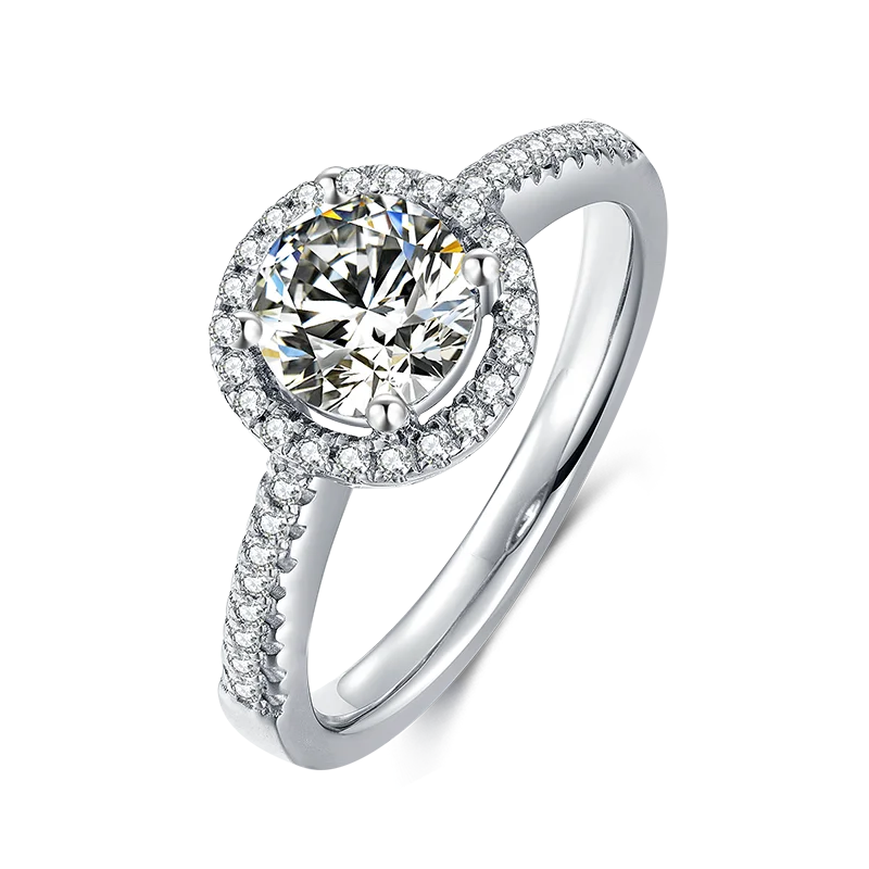 

Luxury Round rings S925 Silver Platinum Plated Moissanite Diamond engagement diamond rings for Women, Super white