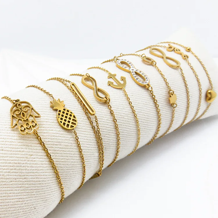 

Jewelry Manufacturer Minimalist Variety Charm Bracelets Women Gold Stainless Steel Bracelet Jewelry Fashion Bracelets Jewelry